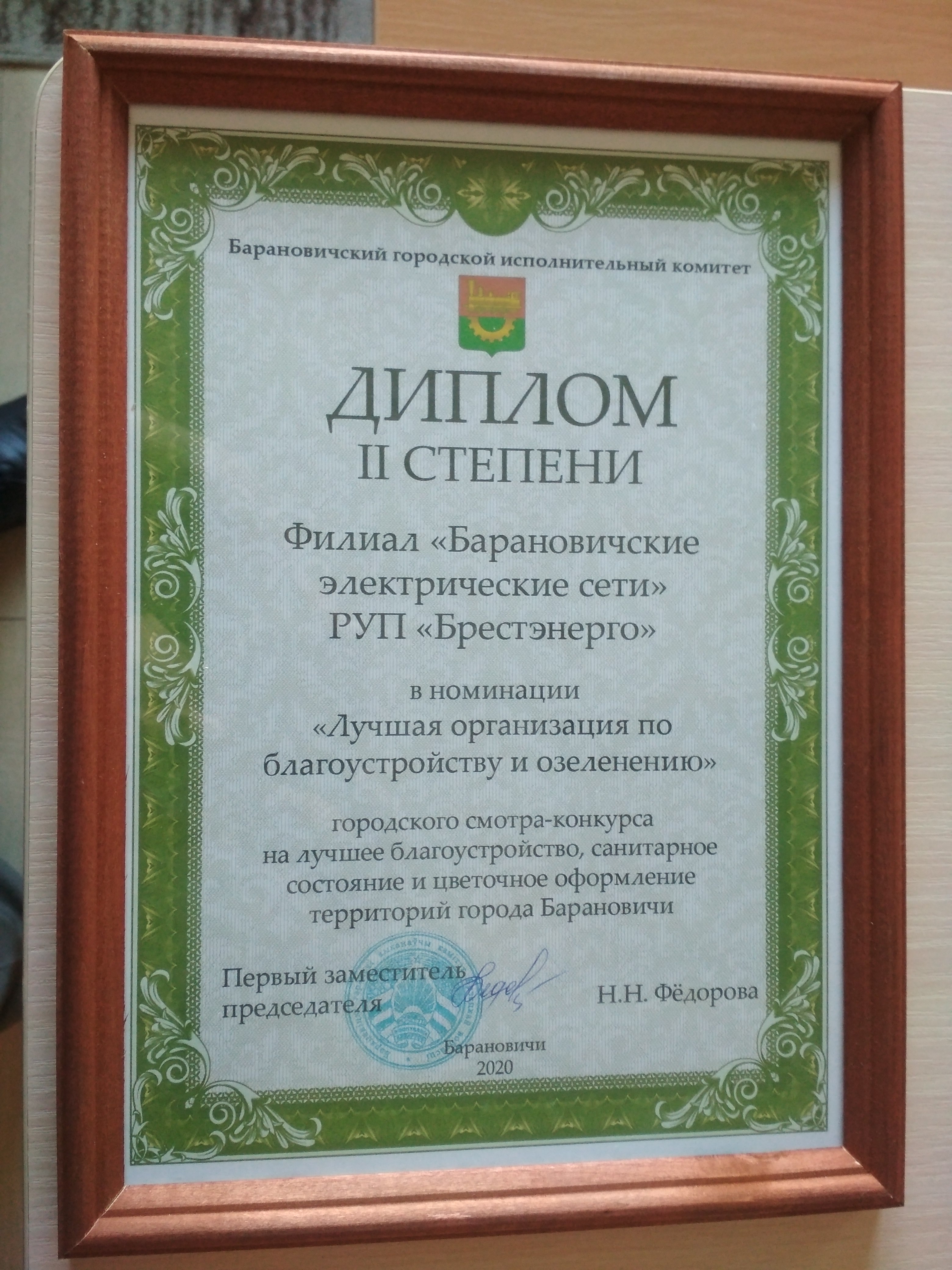 Диплом II степени у Барановичских ЭС